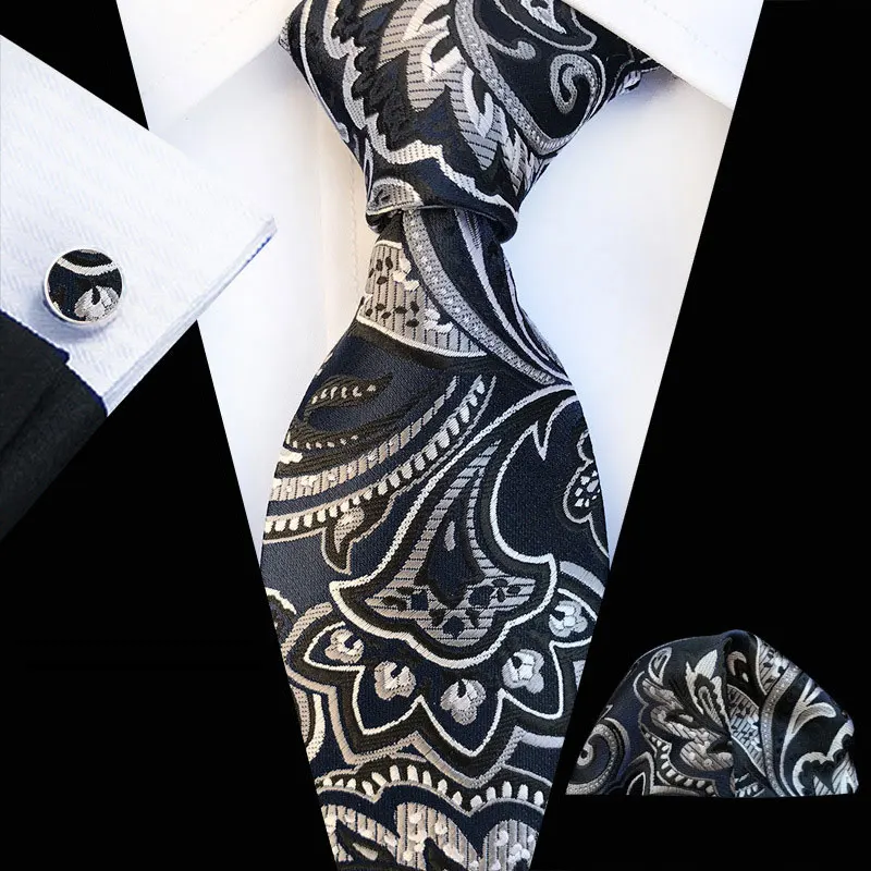 Горячее предложение! Распродажа! Мужской классический 8 см шелковый галстук(шейный галстук с карманом Квадратные запонки) Цветочный шейный платок лот для свадебной вечеринки