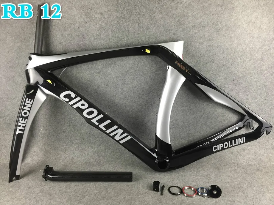 Top 2018 Cipollini RB1K THE ONE Naked Matte Rahmenset Road Bicycle Glossy Full Carbon Road Frameset Complete Carbon Frame Silver 25