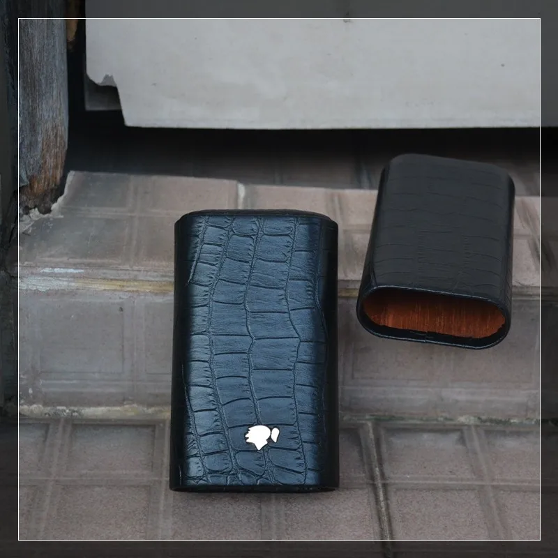 COHIBA высококачественный крокодиловый узор черный кожаный чехол для сигар для путешествий на открытом воздухе