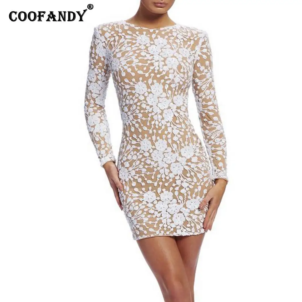 

Women Fashion Casual O-Neck Long Sleeve Hook Summer, Spring Flower Slim Dress(Included Lining Cloth) Dress