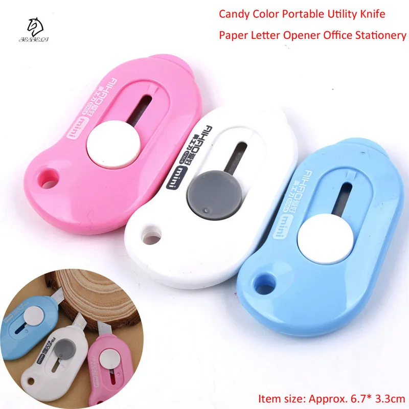 

2Pcs/Set Portable Utility Knife Solid Color Paper Cutter Cutting Paper Razor Blade Office School Supplies Stationery