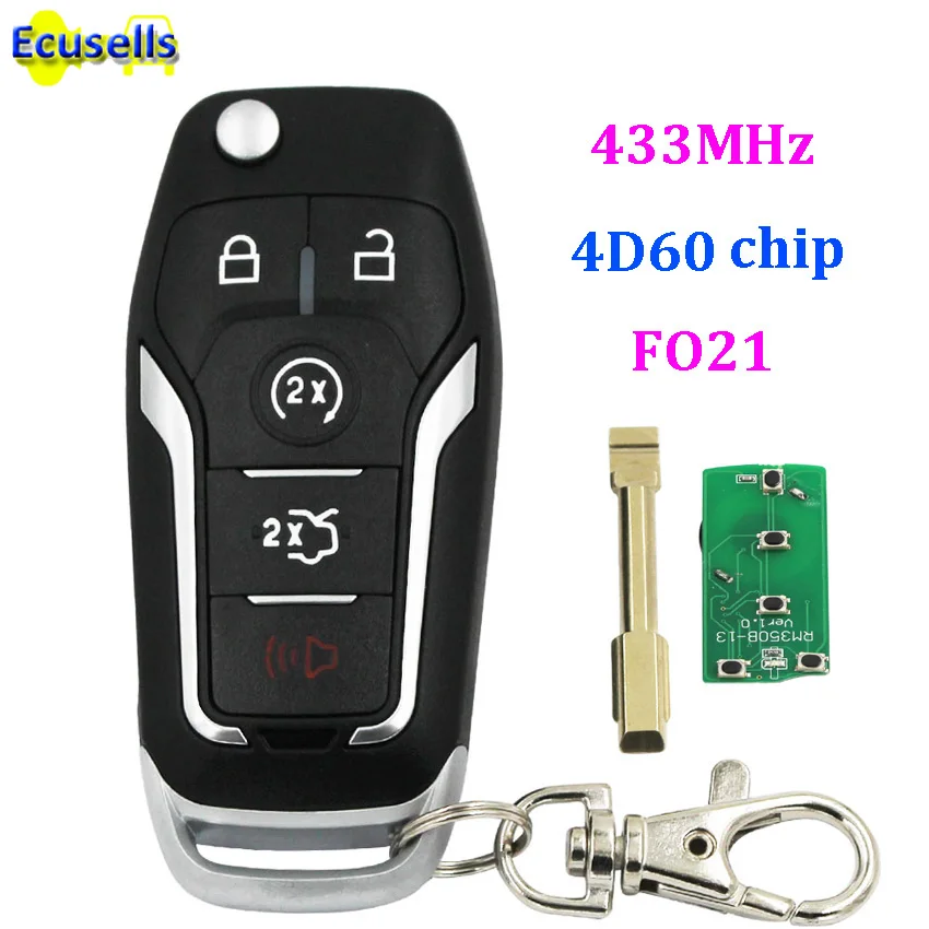 

Newest Modified Folding Remote key fob 4+1 Button 433MHZ 4D60 Chip For Ford Mondeo 5 buttons
