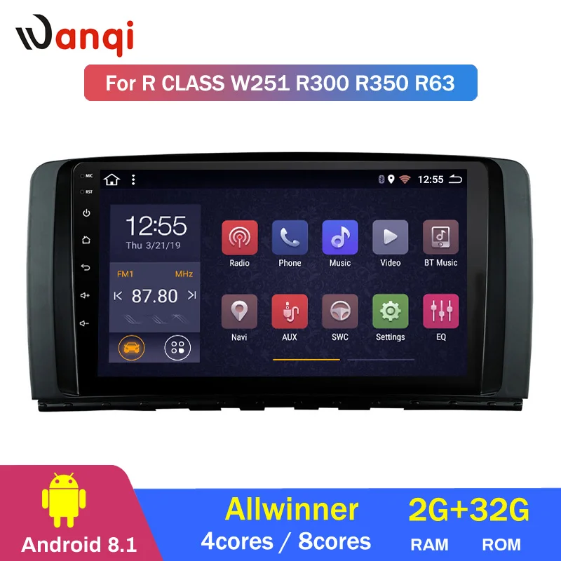 2G RAM 32G ROM 9 بوصة الروبوت 8.1 CarRadio GPS والملاحة لمرسيدس بنز الفئة R W251 R300 r350 R63