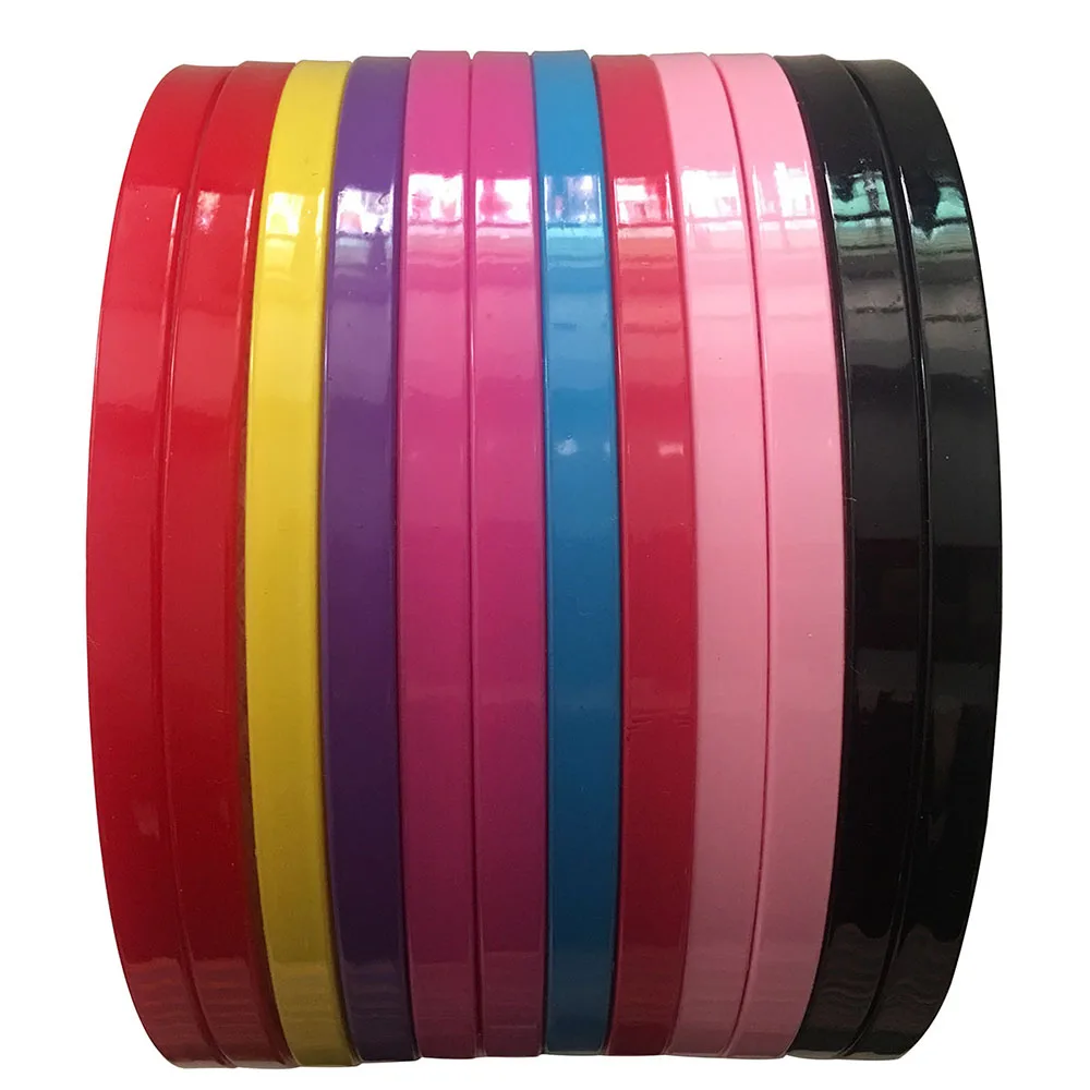 8mm Fashion Flat Plastic Teeth Headbands Girl's Bright Color Hard Hair