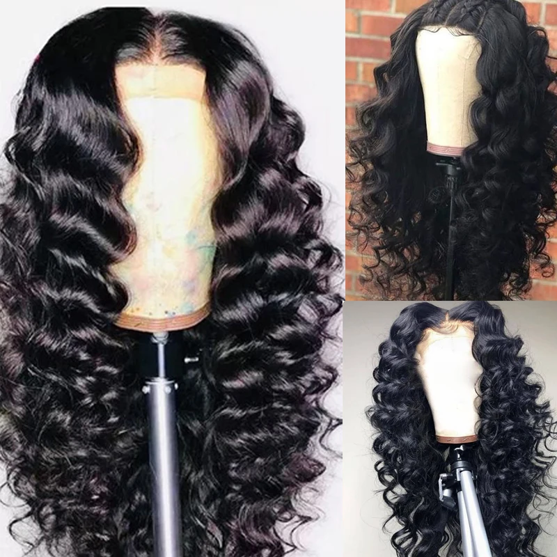  13*4 Brazilian Loose Deep Wave Lace Front Human Hair Wigs For Women Remy Hair Human Hair Wig With B