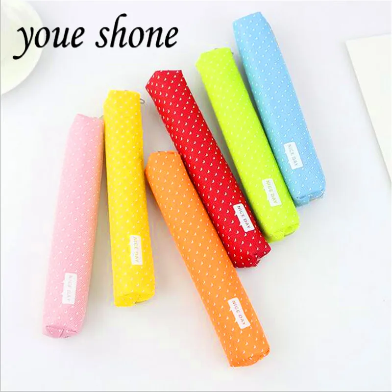 

Youe shone 1pcs candy color long wave point pencil bag creative primary and secondary school pencil bag for school student cute