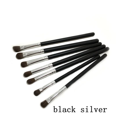 Zhangdi, 7 шт., натуральные волосы, кисти для макияжа глаз, набор, профессиональные кисти для теней и теней, инструмент для макияжа, Кисть для макияжа Z515075 - Handle Color: black silver