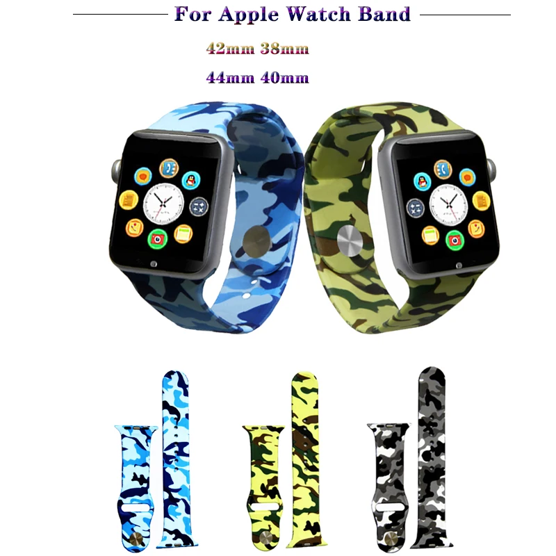 

Camouflage Bracelet Strap For Apple Watch band 4 44/40mm TPU style women/men watches Accessories for iwatch Series 3 2 1 42/38mm