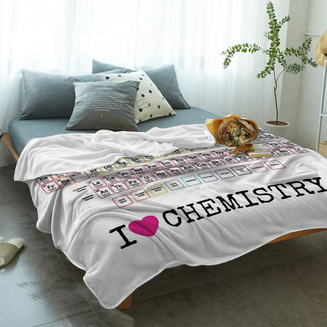 Одеяло с надписью I LOVE Chemistry, таблица из элементов, мягкое теплое одеяло из микрофибры, фланелевое одеяло, аксессуары для студентов