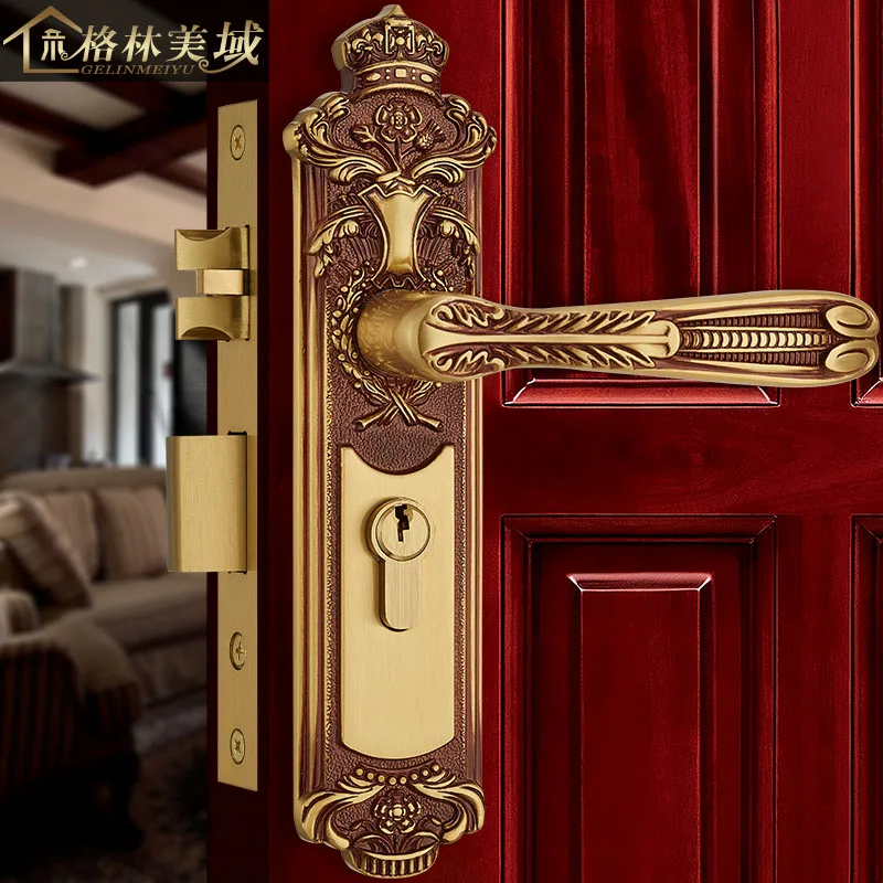 European lock pure copper antique interior wooden door lock full copper door lock villa bedroom door lock European lock pure copper antique interior wooden door lock full copper door lock villa bedroom door lock