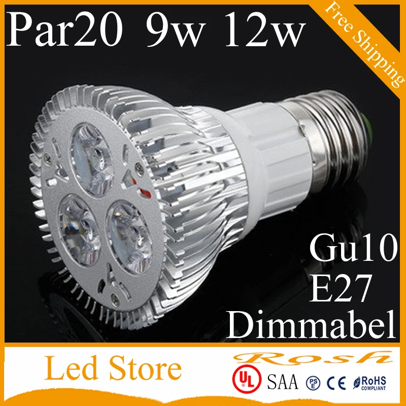 Светодиодный прожектор Par20 GU10 E27 9W 12w 110V 220V с регулируемой яркостью Рождественская