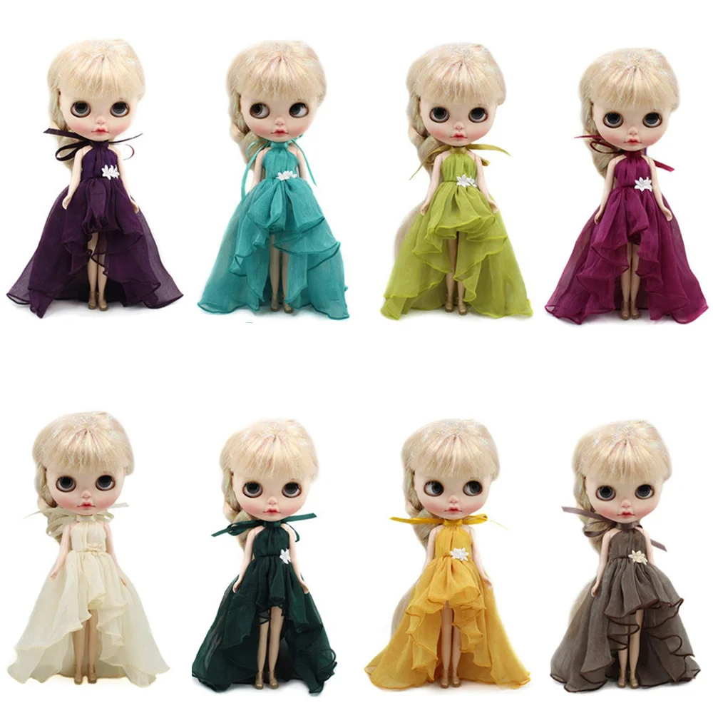 

Clothes for Blyth Doll Elegant Dress different color with flower joint Fortune Days Free shipping