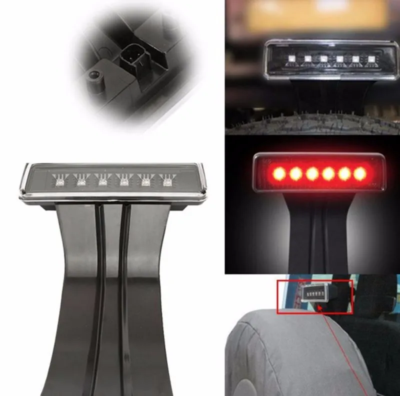 Auto 15W Clear 6 LED Rear Tail 3rd Brake Light Third Brake Lamp Fit For Jeep Wrangler JK Sport Altitude Unlimited.jpvg