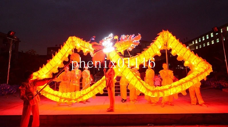 10M 6 dospělých Žlutý osvětlovač DRAGON DANCE hedvábí Folk Festival party shool sport Kostým 6 dospělých hrát kostýmek