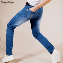 Летние Новые Стрейчевые хлопковые дышащие и удобные джинсы модные повседневные мужские легкие брюки
