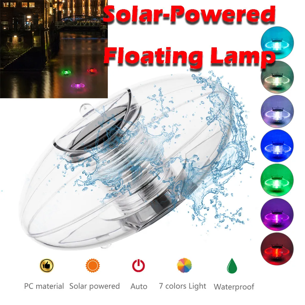 Светодиодный плавающий светильник на солнечной батарее, светильник для пруда, водонепроницаемый, меняющий цвет, светильник для пруда, плавающая лампа на солнечной батарее, 15X8,8 см