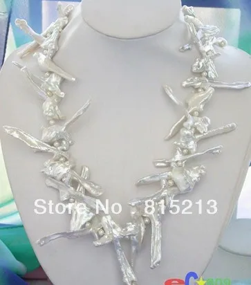 

FREE SHIPPING>>> HOT703 60mm BAROQUE WHITE KESHI REBORN PEARL NECKLACE