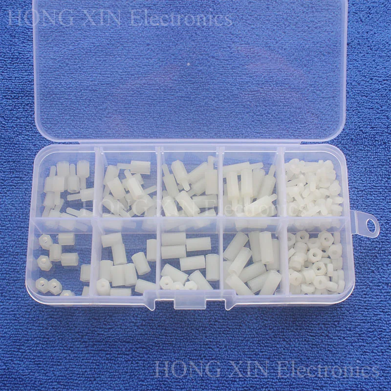 

200PCS/Set White Nylon Spacer Standoff M2.5 Male-Female/Female-Female Hex Column Standoff Spacer Screw Nut Assortment Kit PCB