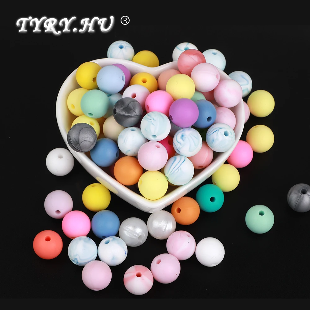 

TYRY.HU Baby Teething Silicone Beads 9mm DIY Necklace Toy Pacifier Chain Nurse Gift Childen's Goods Food Grade Silicone Pearls