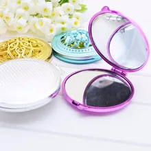 1 unidad espejos compactos portátiles para niñas espejo de maquillaje hueco doblado de doble cara espejo de mano Vintage espejo de bolsillo Mini WA680 J11