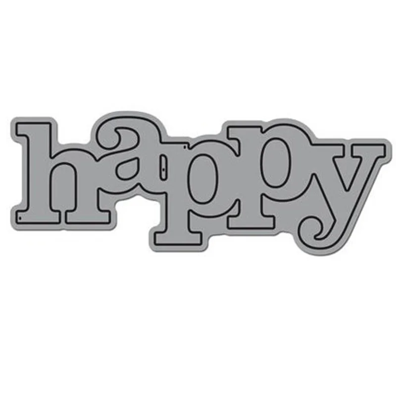 Metal Cutting Dies Scrapbooking Holiday Happy Letter Frame Craft Die