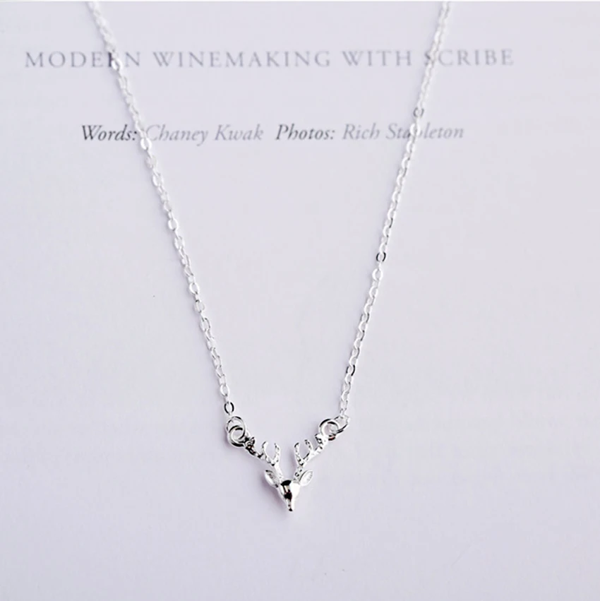 Kinitial голова оленя Цепочки и ожерелья 925 серебро цепи заявление колье животного