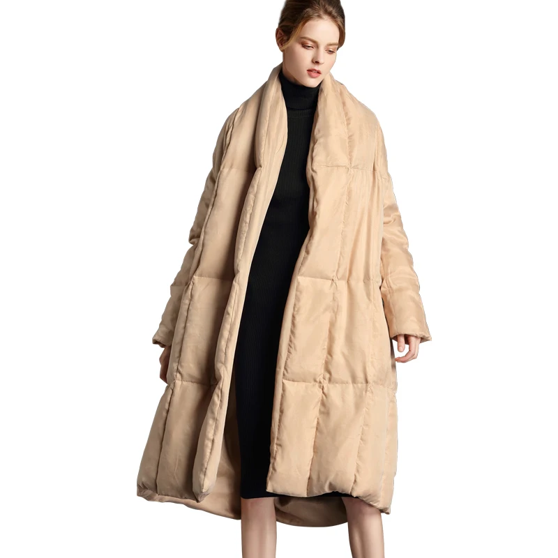 Original fashion style winter long down womens jacket thicken coat loose warm parkas cloak type outwear soft fabric comfortable