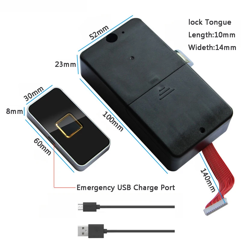 

HFSECURITY Rechargeable Mini Anti Thieft Fingerprint Cabinet Door Locks Safe Box Security Home Office Keyless Drawers Locker