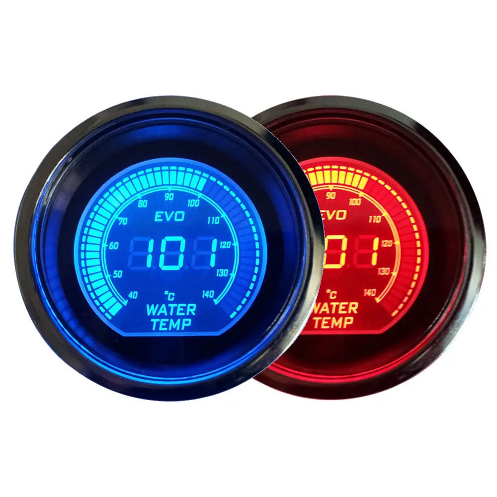 

EE support 2" 52mm EVO Water Temp Gauge Car Digital Blue Red LED Celsius Temperautre Meter Tint Len XY01
