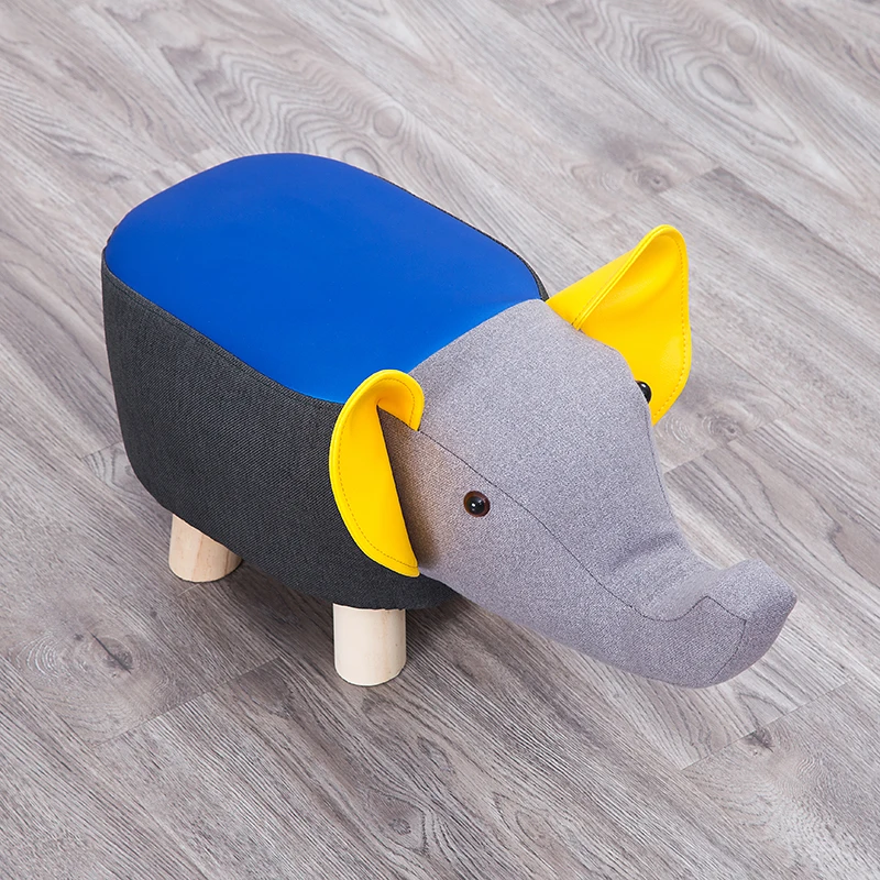 Modern Animal Stool Series Upholstered Ride-on Ottoman Footrest Stool with Vivid Adorable Animal-Like Features Elephant Cow Pig Modern Animal Stool Series Upholstered Ride-on Ottoman Footrest Stool with Vivid Adorable Animal-Like Features Elephant Cow Pig