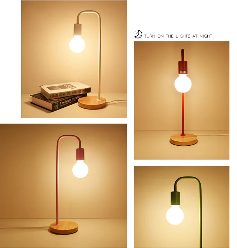 Nordic Modern Wood Desk Lamp Bedroom Bedside Wooden Table Lamps Muliticolor Simple Metal Table Fixtures Room Decor Lighting (5)