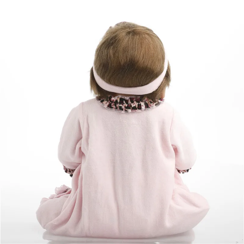 SanyDoll 22 дюйма 55 см силиконовые куклы reborn розовое Соединенное платье милая кукла