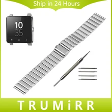 Stainless Steel Watchband 24mm for Sony Smartwatch 2 SW2 Replacement Band Smart Watch Strap Bracelet Black Rose Gold Silver