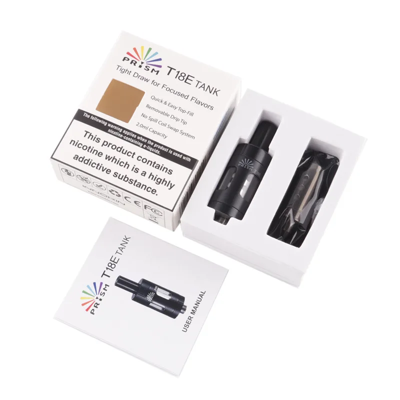 

INNOKIN PRISM T18E Atomizer 18mm 2ml Capacity Prism T18E TPD Tank 1.5ohm Fit on 510 Thread StainlessSteel+Glass Tank