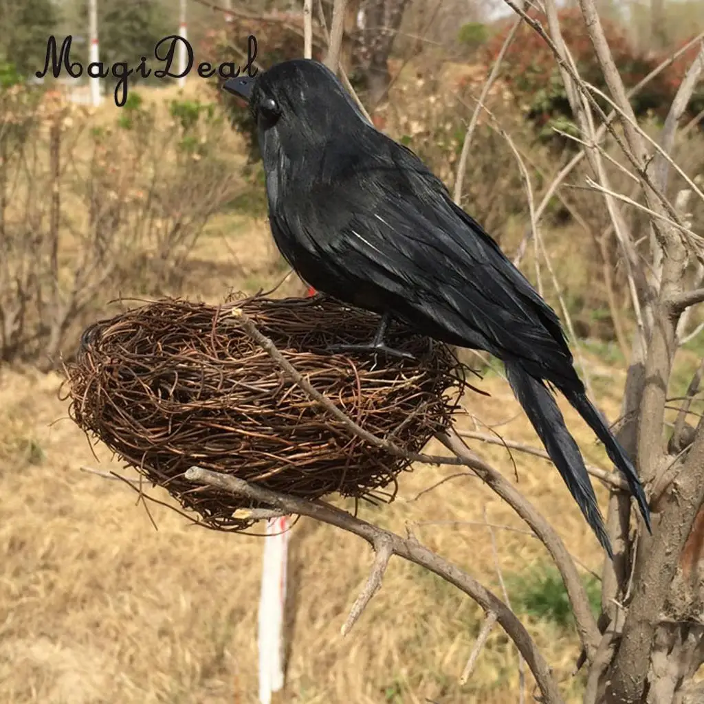 MagiDeal Black Crow Garden Bird Scarer Scarecrow Mice Garden Yard Deterrent Repeller Traps Birds Ornament Garden Decor