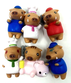 

6pcs/lot 3-4cm Anime figure kawaii cute pig action figure set collectible model toys for girls