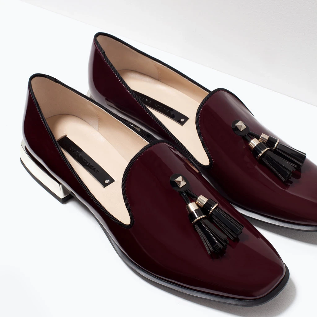 burgundy tassel loafers womens