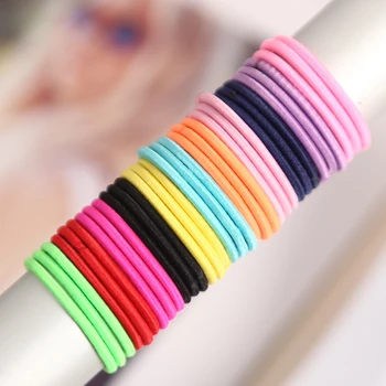 

100pcs/lot 3CM Cute Girl Ponytail Hair Holder Hair Accessories Thin Elastic Rubber Band For Kids Colorful Hair Ties