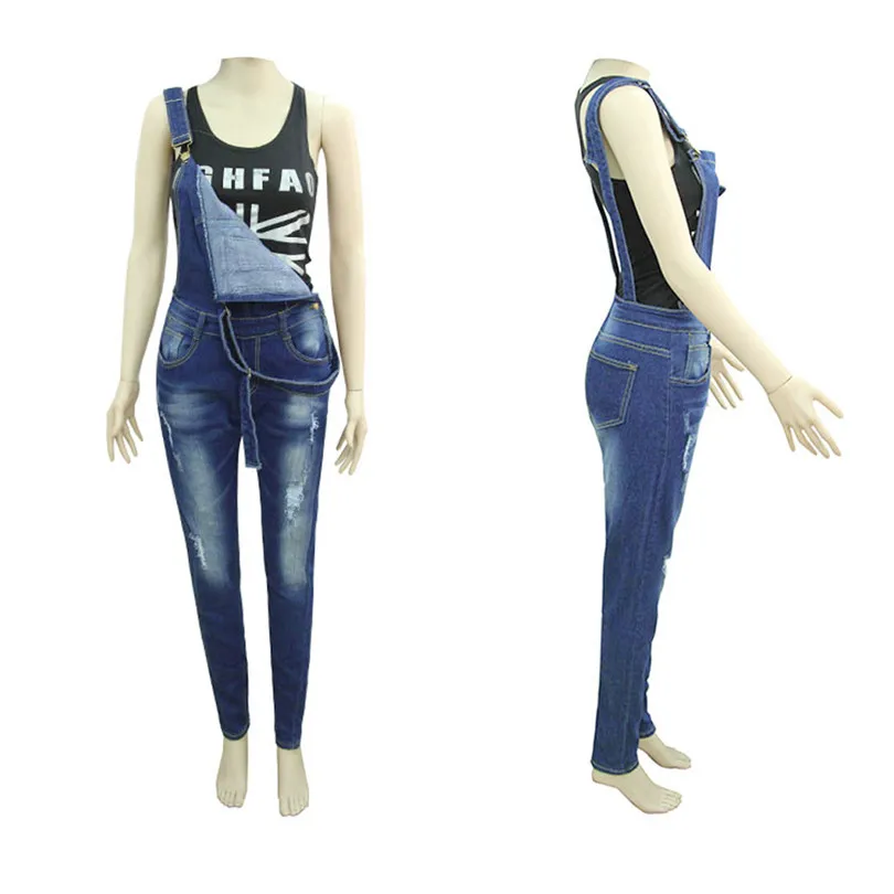 Plus Size Women Sexy Denim Jeans Summer Fasihon New Autumn Strap Hole Plus Trousers Pants Jumpsuit Rompers Jeans #4F05 (4)