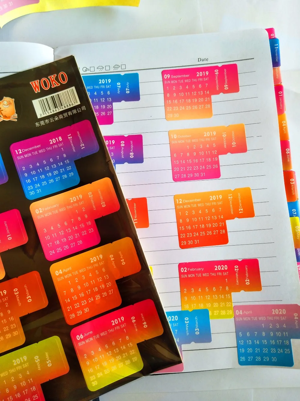 

5 Styles 2019 New Year Colorful Calendar Stickers DIY Decorative Journal for Diary Planner Notebooks Stationery Calendar Sticker