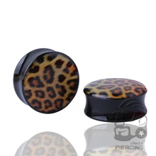 Новое поступление 1 пара акриловый Леопардовый логотип дизайн седло Ушная пробка Туннель ювелирные изделия пирсинг 6 мм-25 мм на выбор