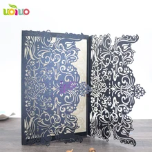 10 компл./лот вырезанный лазером Цветок Корона квадратная пользовательская жемчужная бумага Роскошная Свадебная карточка приглашения карта