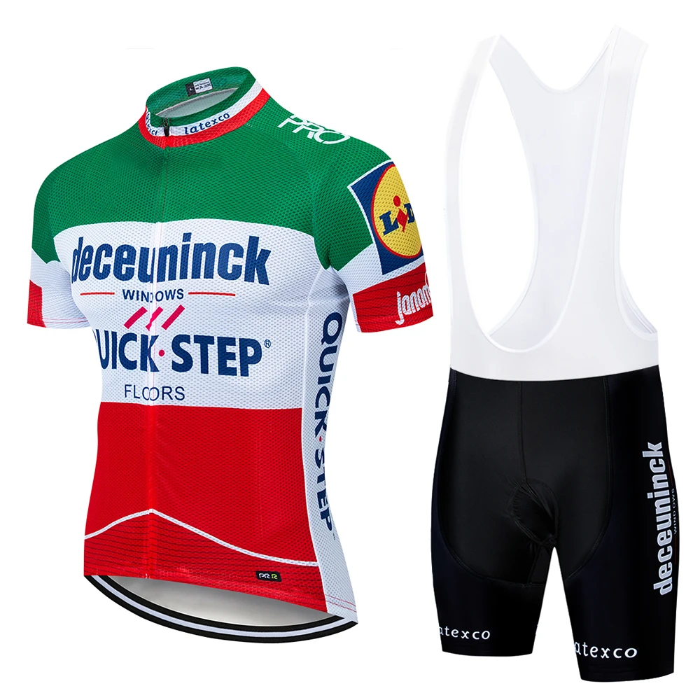 

2019 Green Quickstep Cycling Clothing Bike jersey Quick Dry Bicycle clothes mens summer team Cycling Jerseys 9D bike shorts set