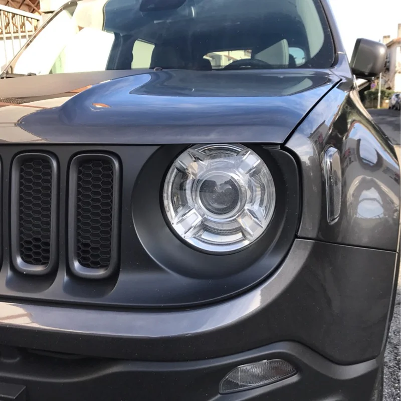 LED Angel Eyes Daytime Running Lights HID Bi xenon Lens Projector Headlight Kit For Jeep Renegade 2015-2017  (12)