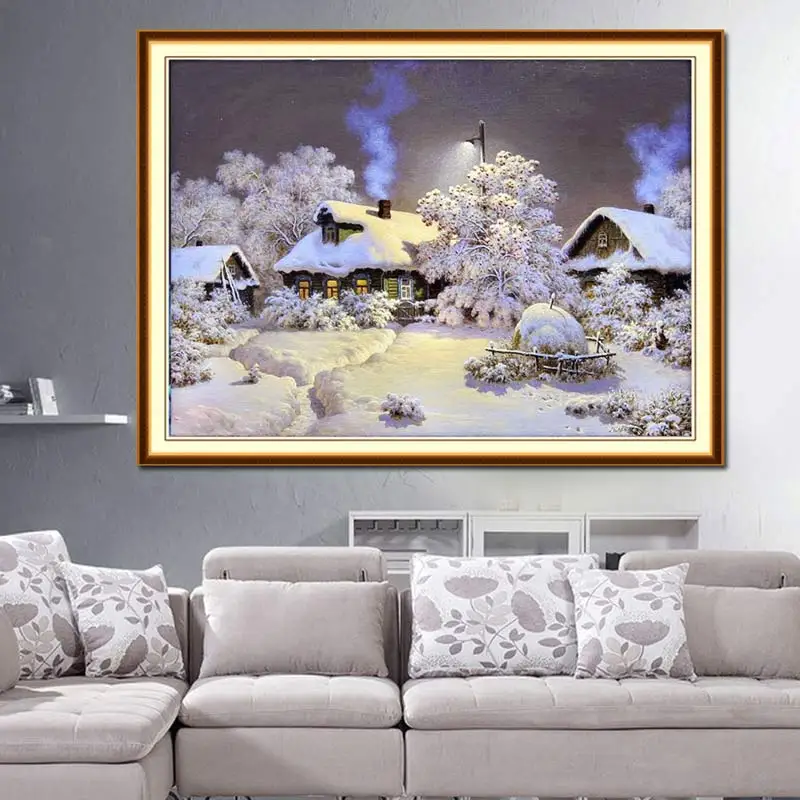 

5D Snow House Scenery Diamond Embroidery Handmand DIY Diamond Painting For Home Decor Diamond Embroidery Material Package