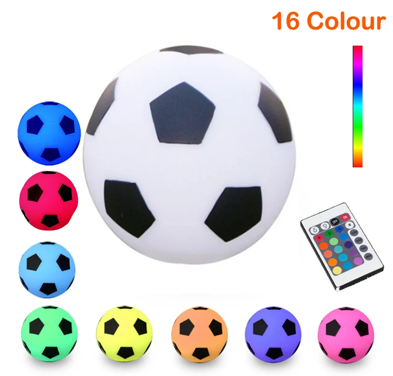

D22cm 8.66inch Romantic Soccer Football Style 16 Color Changing Waterproof IP54 LED Table Lamps with RI Remote free shipping 1pc