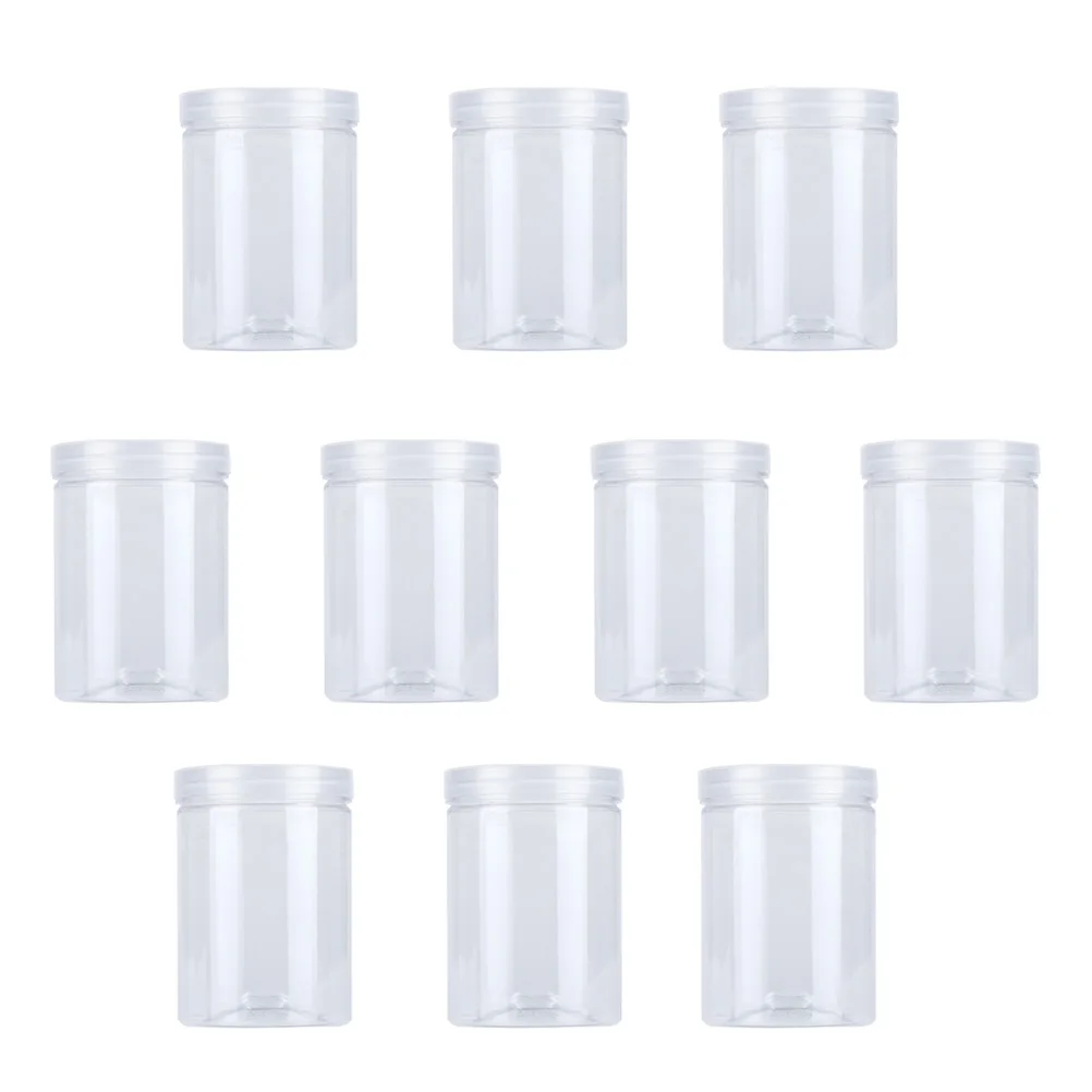 

10 pcs 500ml Food Jar Sealed Transparent Plastic Kitchen Can Snacks Containers with Lid for Candy Cookies Scented Tea