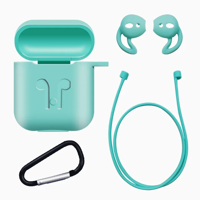 Для AirPods чехол силиконовый защитный чехол с подставкой чехол противоударный Earpods чехол для Apple для наушников для Airpod чехол Зарядное устройство аксессуары - Цвет: 4 in 1 green