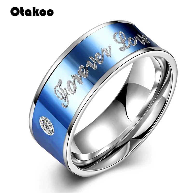 Otakoo никогда не выцветает посеребренное покрытие обручальное синее Вечная любовь