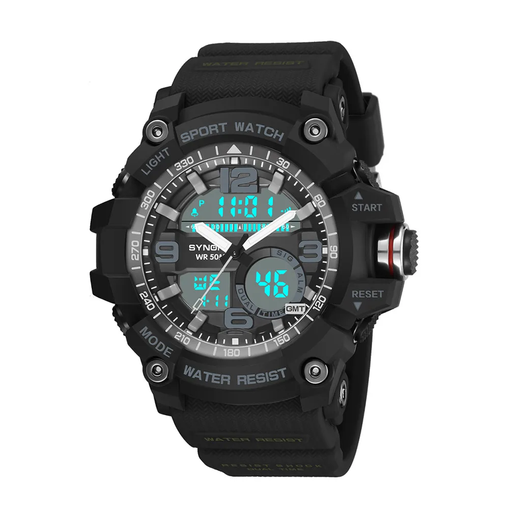 Sports Watches Large Dial Digital Quartz LED Military Waterproof Men Wrist Watch Luxury Brand Mens Sports WatchesMen Fashion